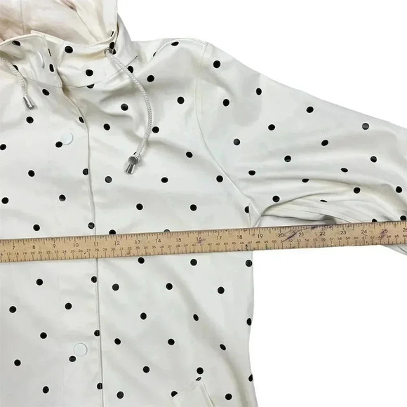 Joules Women's EU size XS White Polka Dot Hooded Raincoat Casual Spring - Picture 7 of 12